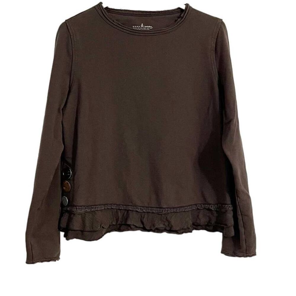 Neon Buddha Cape Side Ruffled Hem Button Accented Pullover Size Small